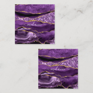 Carte De Réduction Agate Purple Gold Parties scintillant Votre nom Te