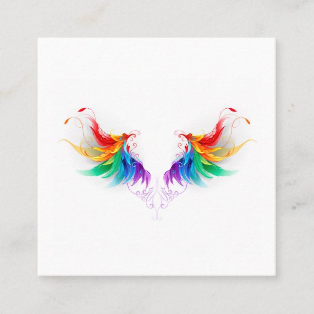 Carte De Réduction Ailes fluffy arc-en-ciel (Devant)