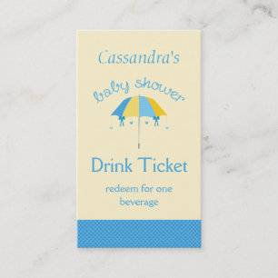 Carte De Réduction Billet bleu de boissons de baby shower doux de