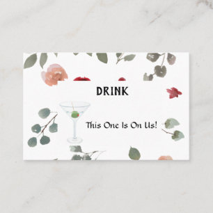 Carte De Réduction Billet simple Rose Fleurs Mariage de boisson moder