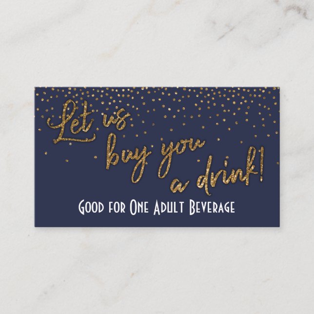 Carte De Réduction Billets de boisson, Confetti d'or sur Midnight Blu (Devant)