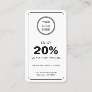Carte de réduction blanche minimaliste du logo per