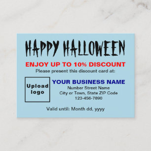 Carte de réduction bleue clair Halloween pour les 