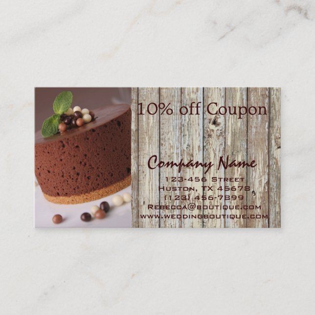 Carte De Réduction boulangerie rustique de gâteau de chocolat de (Devant)