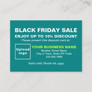 Carte De Réduction Business Black Vendredi Vente sur Turquoise vert