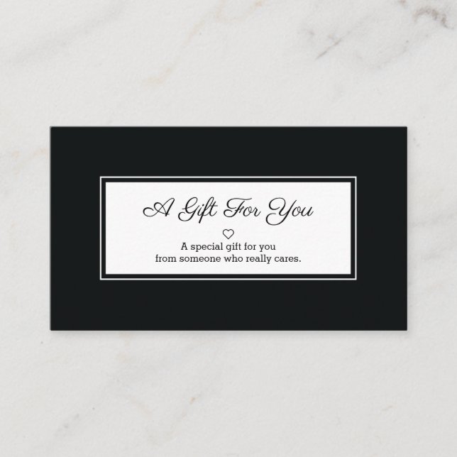 Carte De Réduction Cadeau noir blanc rectangle (Devant)