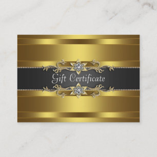 Carte De Réduction Cadeau noir Certficate d'affaires d'or de diamant