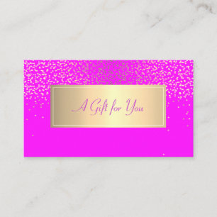 Carte De Réduction Cadre moderne, Confetti Or rose Fluorescent
