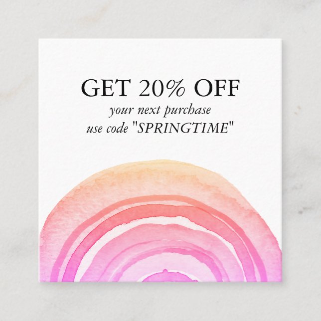 Carte De Réduction Cercles d'aquarelle Anneau Abstrait minimaliste ro (Devant)