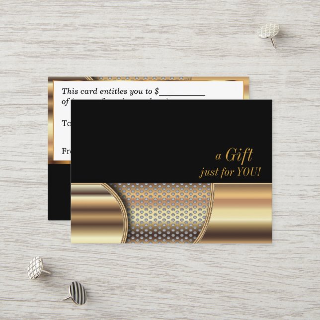 Carte De Réduction Certificat-prime de maille en métal d'or (Devant/Arrière en situation)