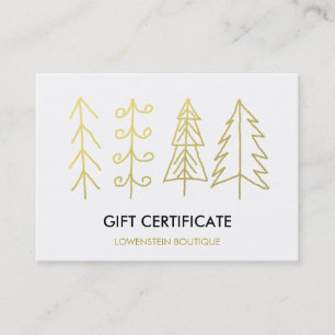 Carte De Réduction Certificat-prime mignon d'arbres de Noël d'or