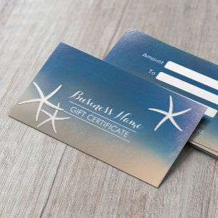 Carte De Réduction Certificat-prime nautique d'étoiles de mer de bleu