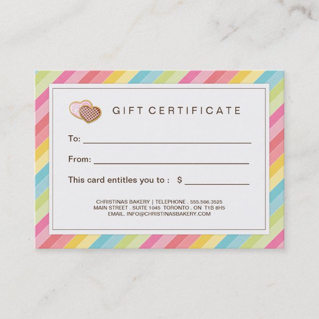 Carte De Réduction Certificat-prime personnalisable de boulangerie (Devant)