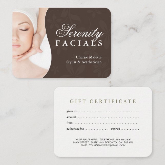 Carte De Réduction Certificat-prime personnalisable de spa (Devant / Derrière)