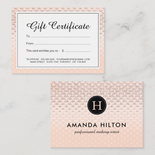 Carte De Réduction Certificat-prime rose d'or de luxe (Devant / Derrière)