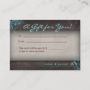 Carte De Réduction Chèque-cadeau floral de Taupe de spa bleu de salo