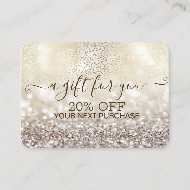 Carte De Réduction Chic Gold Confetti, Parties scintillant Bokeh (Devant)
