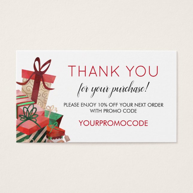 Carte de réduction Code Promo cadeaux (Devant)