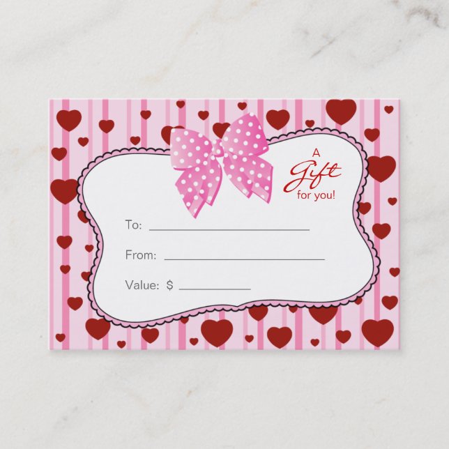 Carte De Réduction Coeurs de rouge de Saint-Valentin de spa de (Devant)
