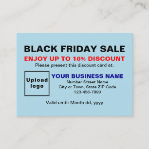 Carte De Réduction Commerce noir Vendredi Vente sur bleu clair