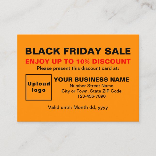 Carte De Réduction Commerce noir Vendredi Vente sur couleur orange (Devant)