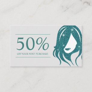 Carte De Réduction Conception turquoise de coiffeur de parties