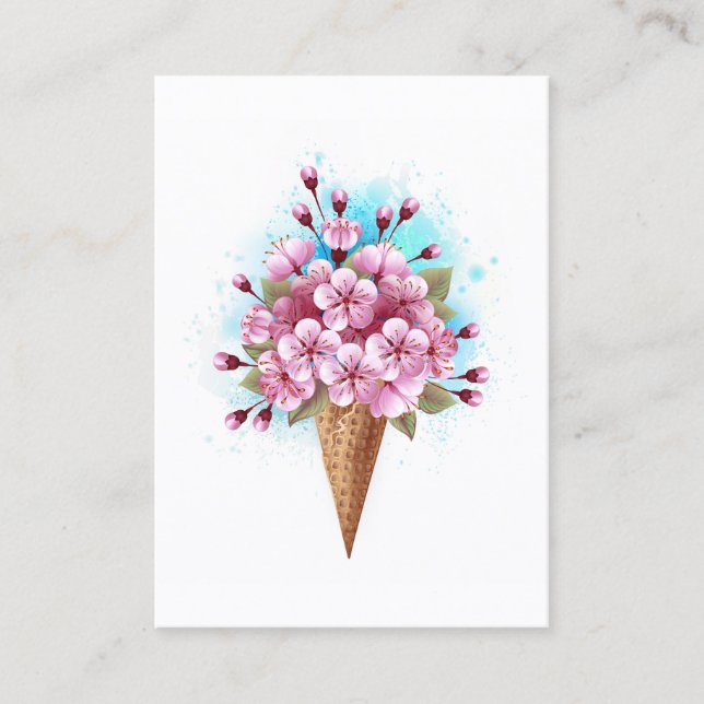 Carte De Réduction Cône rose Sakura crème glacée gaufre (Devant)