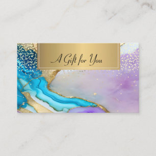 Carte De Réduction Confetti professionnel violet bleu marbre or