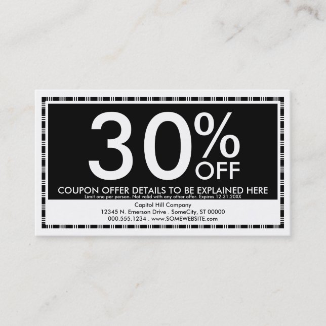 Carte De Réduction coupon. (Devant)