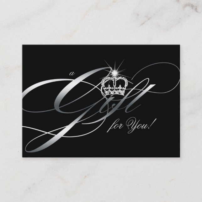 Carte De Réduction Couronne d'argent de noir de certificat-prime de (Devant)