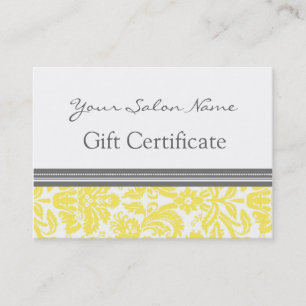 Carte De Réduction Damassé de gris de jaune de certificat-prime de
