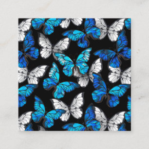 Carte De Réduction Dark Seamless Pattern with Blue Butterflies Morpho