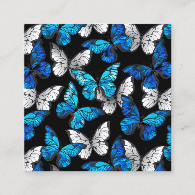 Carte De Réduction Dark Seamless Pattern with Blue Butterflies Morpho (Devant)