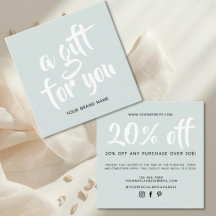 Carte de réduction de coupon de script bleu clair 