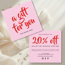 Carte de réduction de coupon de script rose modern