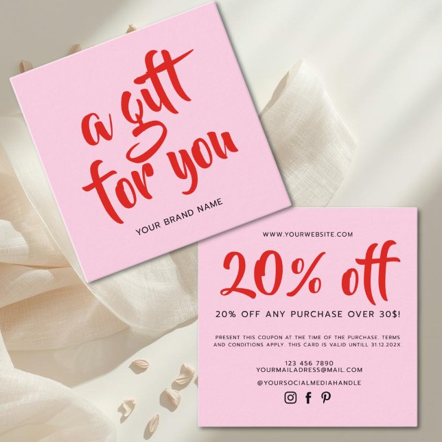 Carte de réduction de coupon de script rose modern (Créateur téléchargé)