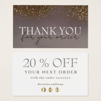 Carte de réduction de remerciement en paillettes l