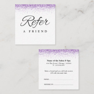Carte de réduction de salon violet pailleté de lux