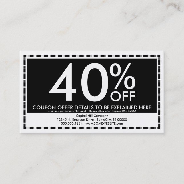 Carte De Réduction disposition des coupons (Devant)