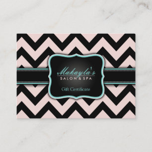Carte De Réduction Elégant cadeau Pastel rose et noir Chevron