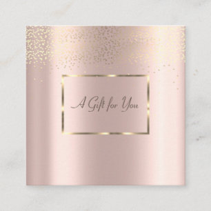 Carte De Réduction Elégant cadre or, Confetti Rose or