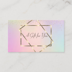 Carte De Réduction Elégant cadre or tendance, Confetti Holographique