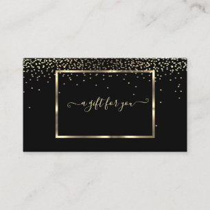Carte De Réduction Elégant cadre Or tendance, Confetti Noir