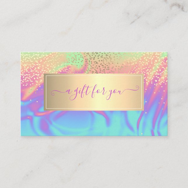 Carte De Réduction Elégant cadre tendance Confetti Ombre Holographiqu (Devant)