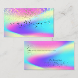 Carte De Réduction Elégant Confetti coloré Ombre Holographique tendan