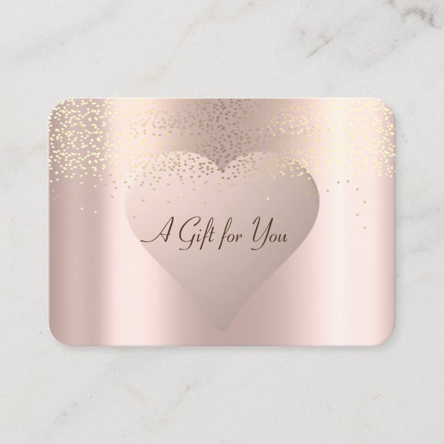 Carte De Réduction Elégant Confetti d'or moderne, Coeur d'or Rose (Devant)