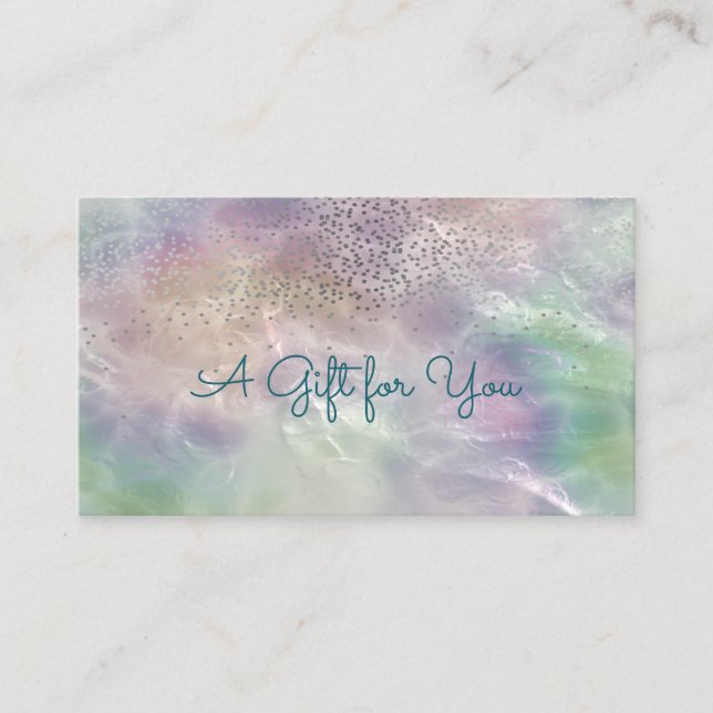 Carte De Réduction Elégant Confetti moderne brillant perle holographi (Devant)