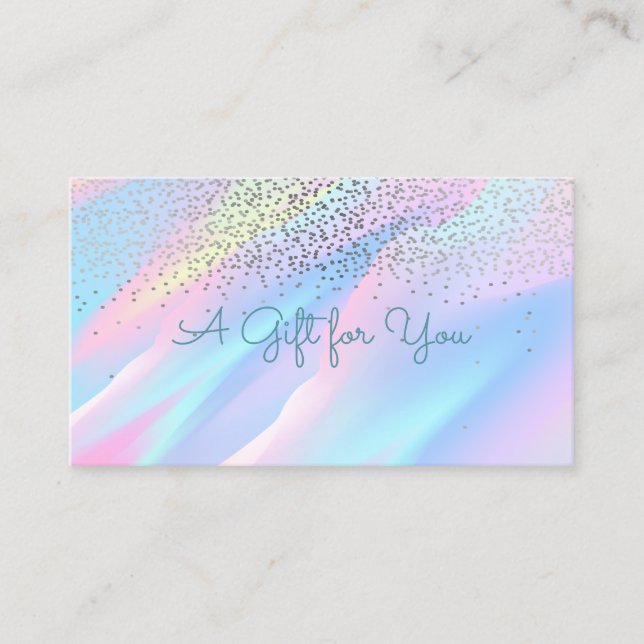 Carte De Réduction Élégant Confetti moderne Holographique Abstrait (Devant)