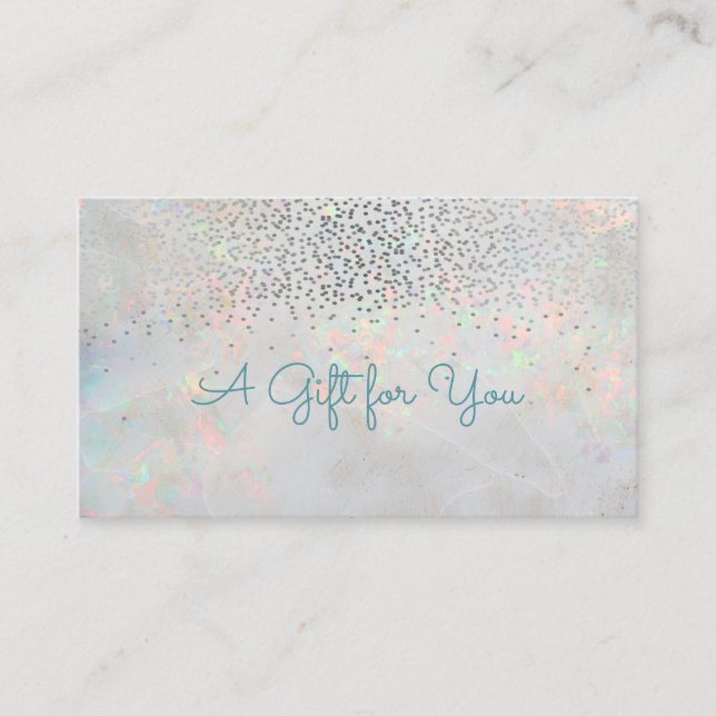 Carte De Réduction Élégant Confetti Opal moderne Holographique (Devant)