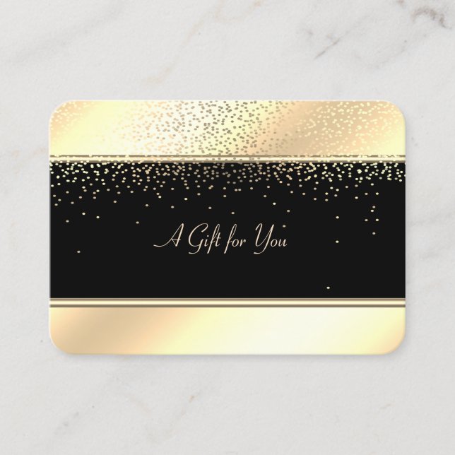 Carte De Réduction Elégant Confetti Or (Devant)